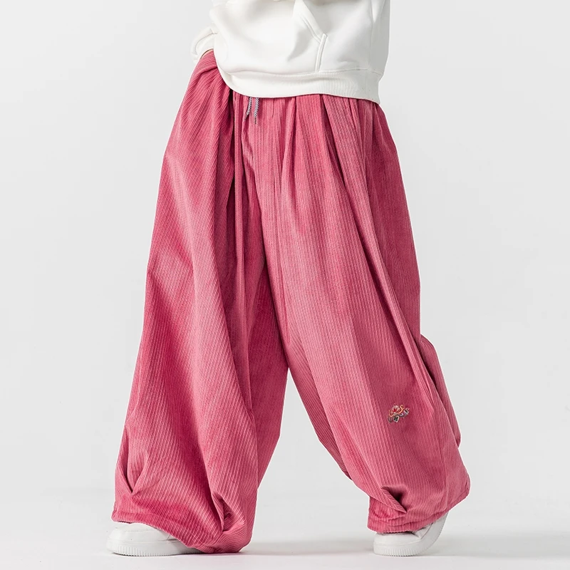 Street Fashion Japan - Men Corduroy Wide Leg Pants Men