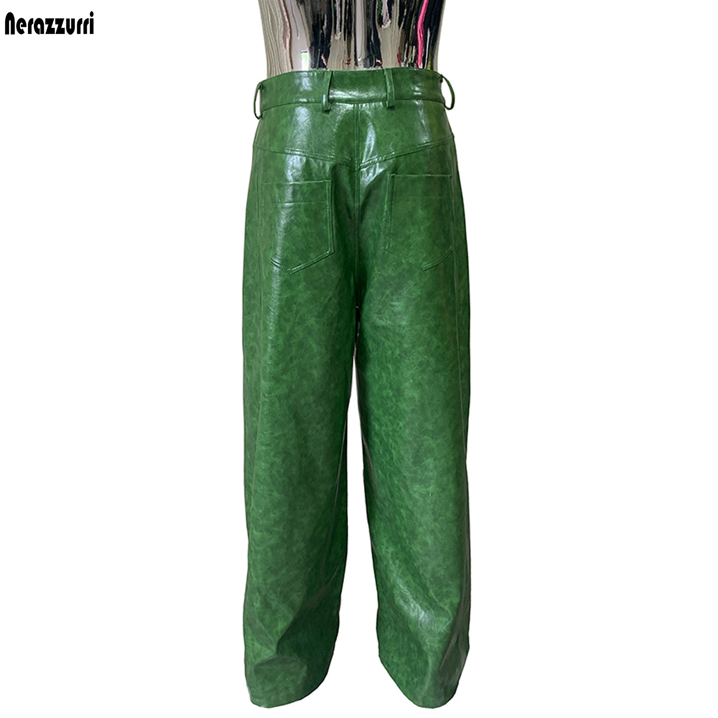Street Fashion Baggy - Nerazzurri Autumn Waterproof Baggy Long Shiny