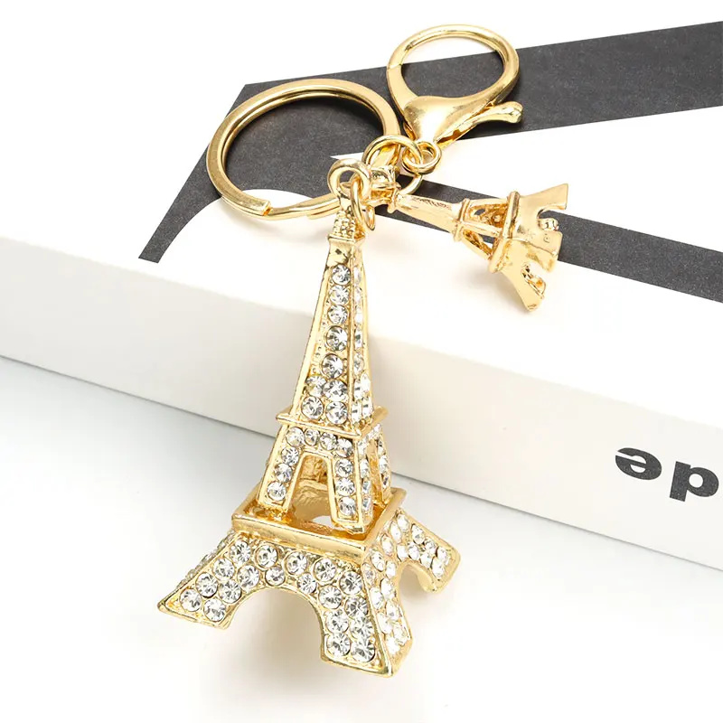 Street Fashion In Paris - Refined Eiffel Tower Styling Rhinestones Keychain