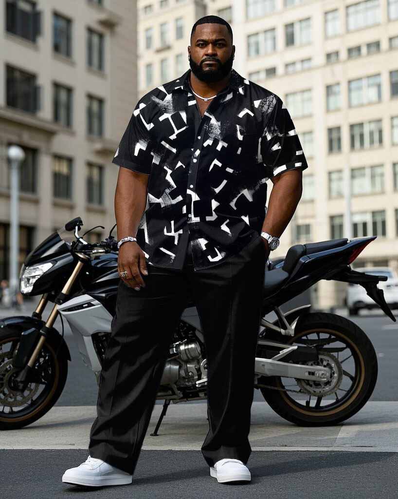S-9XL Plus Size Men's Geometri - Camo Pattern Set ulasan dan harga