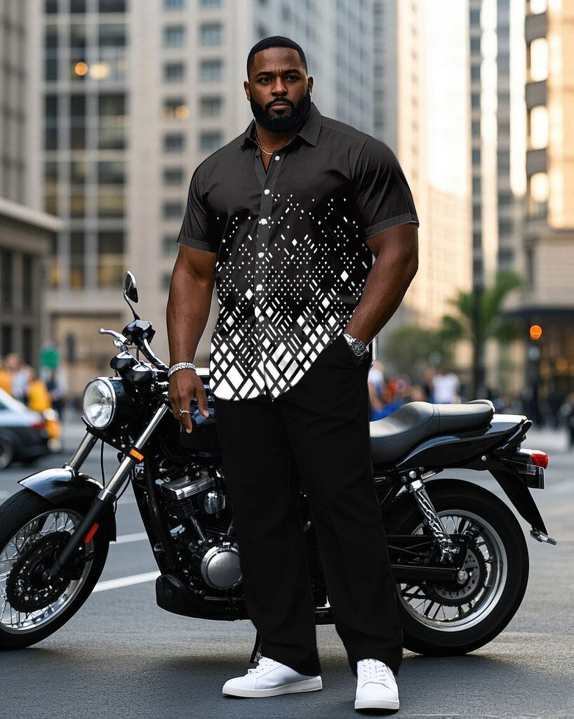 S-9XL Plus Size Men's Geometri - Camo Pattern Set ulasan dan harga