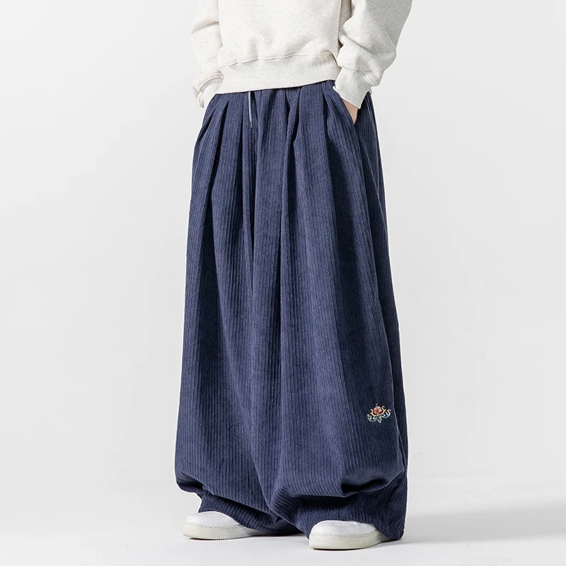Men Corduroy Wide Leg Pants Me - Street Fashion Japan ulasan dan harga