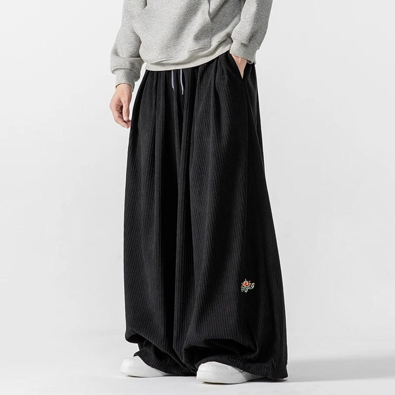Men Corduroy Wide Leg Pants Me - Street Fashion Japan ulasan dan harga