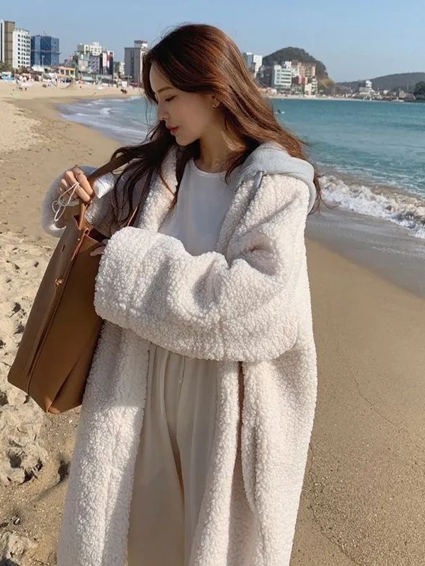 Ladies Hooded Lamb Fur Jacket  - Street Fashion Jacket ulasan dan harga