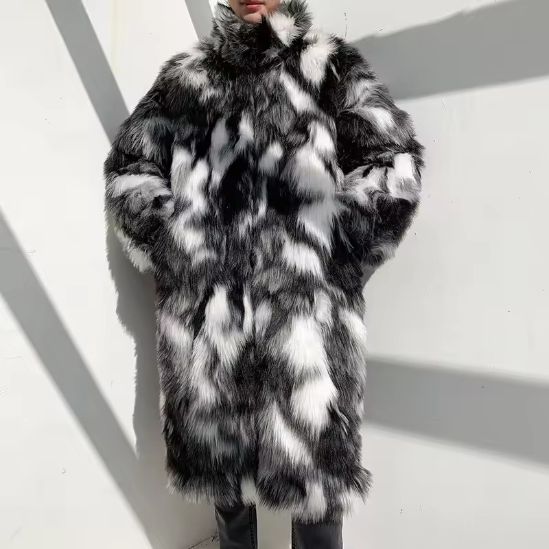 Winter Hip Hop Long Faux Fur C - Street Fashion Jacket Men ulasan dan harga