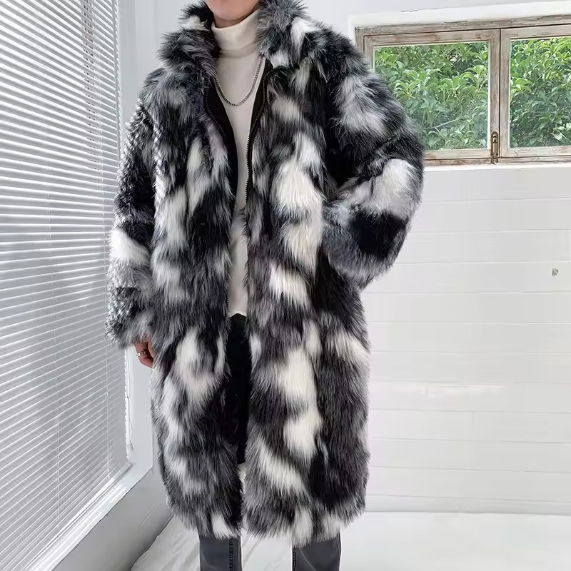 Winter Hip Hop Long Faux Fur C - Street Fashion Jacket Men ulasan dan harga