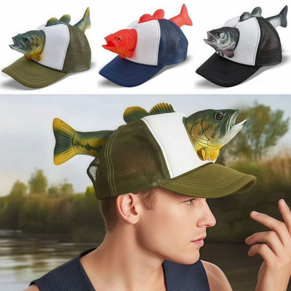 Funny 3D Fish Animal Trucker H - Baseball Cap Fitted ulasan dan harga