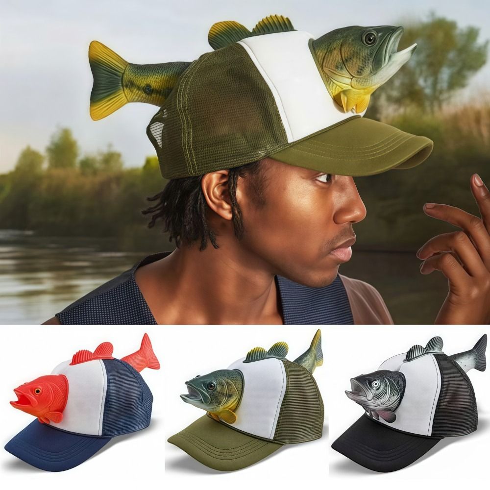 Funny 3D Fish Animal Trucker H - Baseball Cap Fitted ulasan dan harga