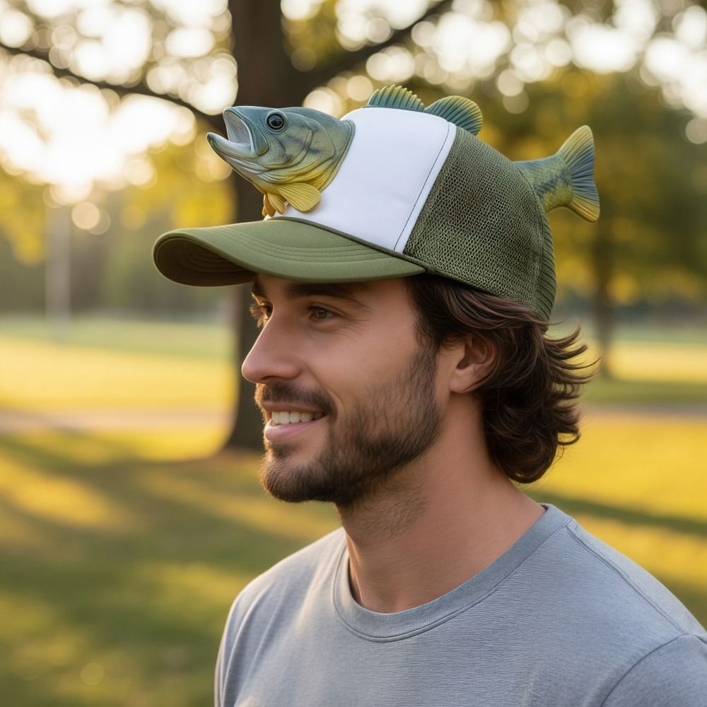 Funny 3D Fish Animal Trucker H - Baseball Cap Fitted ulasan dan harga