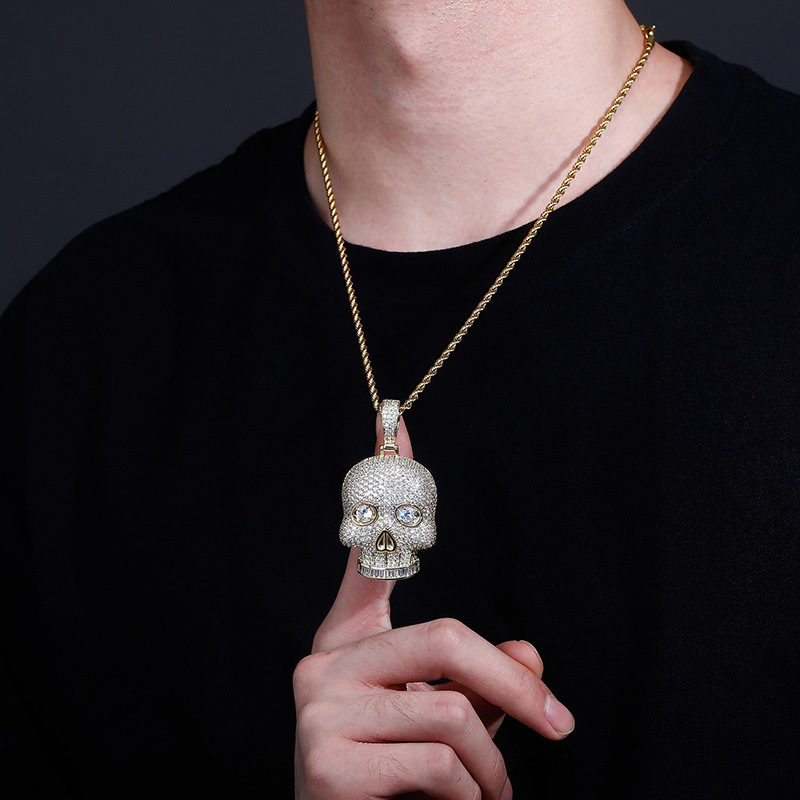 Iced Out Skull Pendant Necklac - Fashion Street Singapore ulasan dan harga