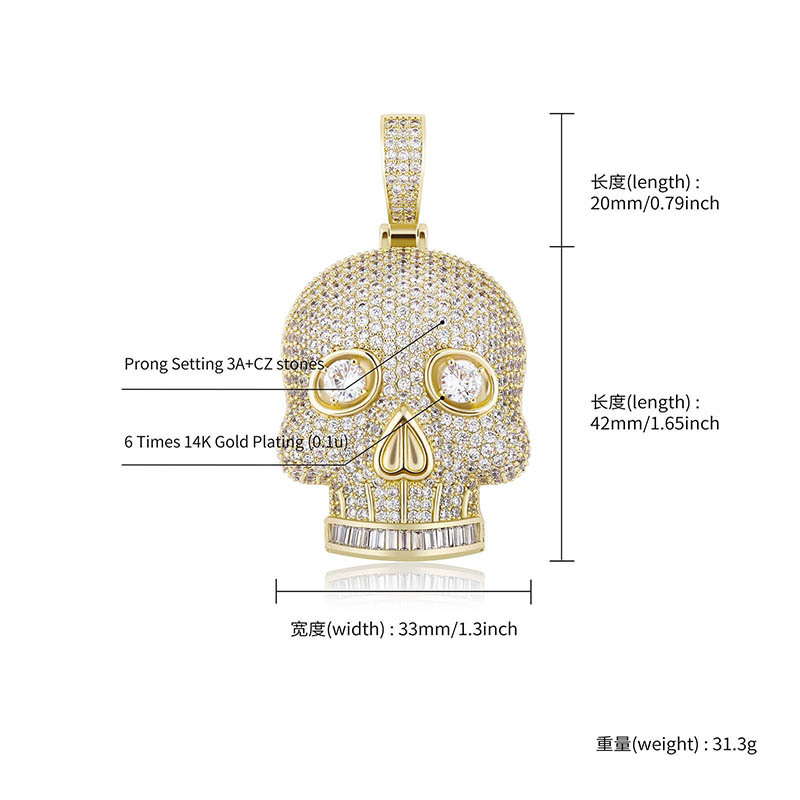 Iced Out Skull Pendant Necklac - Fashion Street Singapore ulasan dan harga