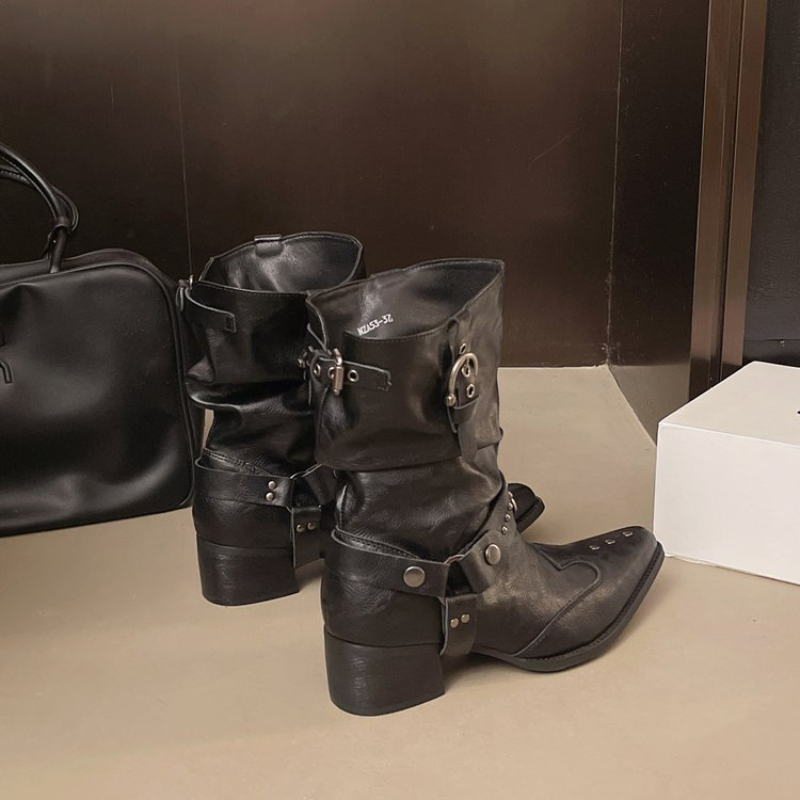 Y2k Motorbike Mid-calf Boots R - Street Fashion Y2K ulasan dan harga