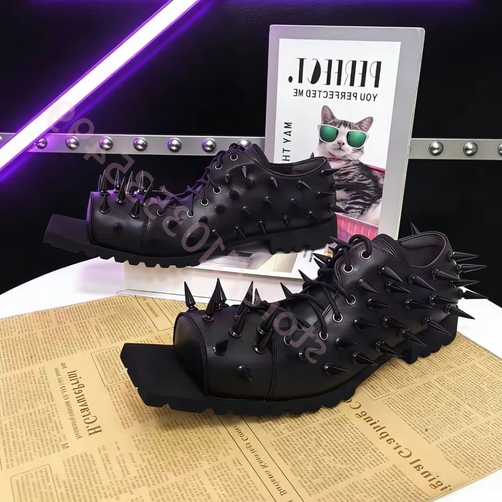 Women's Black Leather Hog Toe  - Street Fashion Y2K ulasan dan harga