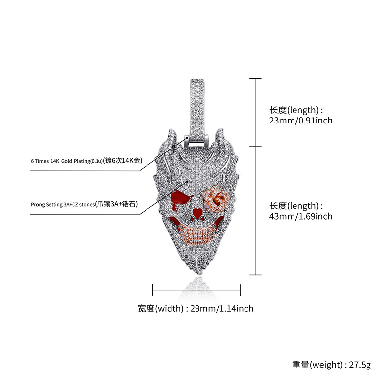 Silver Plated Devil Skull Pend - Fashion Street Singapore ulasan dan harga
