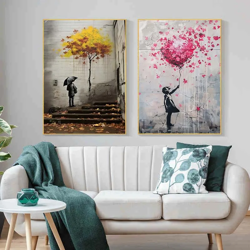 Banksy Graffiti Boy Girl with  - Street Fashion Poster ulasan dan harga